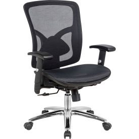Global Industrial 695942BK Interion® Mesh Back Task Chair w/ Fabric Seat, Black w/ Chrome Frame image.
