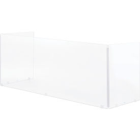 Global Industrial 695946 Interion® Tri-Fold Acrylic Desk Shield, 58"W x 20"D x 24"H, Clear image.