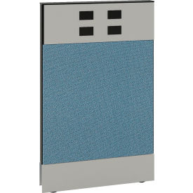 Global Industrial 695952BLDE Interion® Modular Partition Base Panel with Desktop Raceway Power, 24"W x 38"H, Blue image.