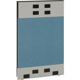 Global Industrial 695960BLDBE Interion® Modular Partition Base Panel with Desktop & Baseline Raceway Power, 24"W x 38"H, Blue image.