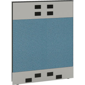 Global Industrial 695961BLDBE Interion® Modular Partition Base Panel with Desktop & Baseline Raceway Power, 30"W x 38"H, Blue image.