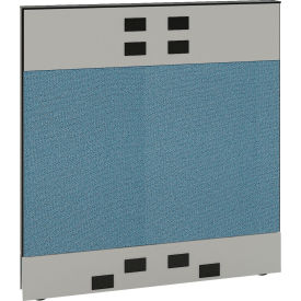 Global Industrial 695962BLDBE Interion® Modular Partition Base Panel with Desktop & Baseline Raceway Power, 36"W x 38"H, Blue image.