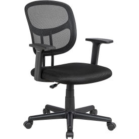Global Industrial 695968 Interion® Mesh Back Office Chair with Lumbar Support, Fabric Seat, Black image.