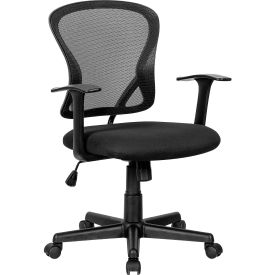 Global Industrial 695970 Interion® Mesh Back Office Chair, Fabric Seat, Black image.