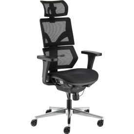Global Industrial 695979 Interion® Mesh Back Chair with Seat Slider & Headrest, Black image.