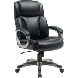 Global Industrial 695980 Interion® Leather Executive Chair, Black image.