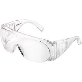 Global Industrial 708121HC Global Industrial™ OTG Visitor Safety Glasses, Scratch Resistant, Clear Lens/Frame image.