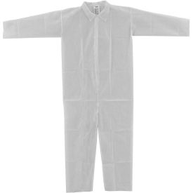 Global Industrial 708185XXL Global Industrial™ Disposable Polypropylene Coverall, Open Wrists/Ankles, WHT, 2XL, 25/Case image.
