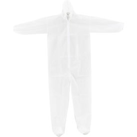 Global Industrial 708187L Global Industrial™ Disposable Polypropylene Coverall, Elastic Hood & Boots, WHT, Large, 25/Case image.