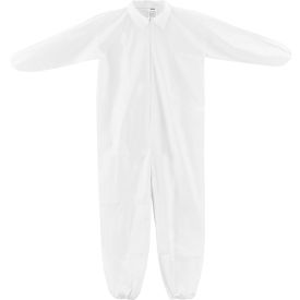 Global Industrial 708189L Global Industrial™ Disposable Microporous Coverall, Elastic Wrists/Ankles, WHT, Large, 25/Case image.