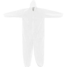 Global Industrial 708190L Global Industrial™ Disposable Microporous Coverall, Elastic Hood, White, Large, 25/Case image.