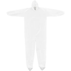 Global Industrial 708191XXL Global Industrial™ Disposable Microporous Coverall Elastic Hood & Boots WHT 2XL 25/Case image.