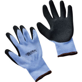 Global Industrial 708348L Global Industrial™ Crinkle Latex Coated Gloves, Polyester Knit, Black/Blue, Large, 1 Pair image.