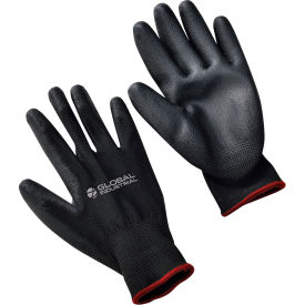Global Industrial 708350S Global Industrial™ Flat Polyurethane Coated Gloves, Black/Black, Small, 1 Pair image.