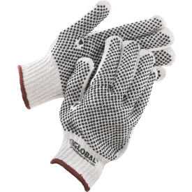 Global Industrial 708351L Global Industrial™ PVC Dot Knit Gloves, Double-Sided, Black, Large, 12 Pairs image.