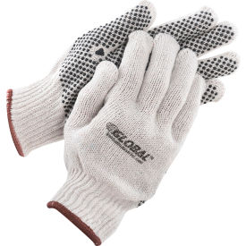 Global Industrial 708352L Global Industrial™ PVC Dot Knit Gloves, Single-Sided, Black, Large, 12 Pairs image.