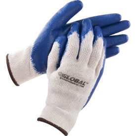 Global Industrial 708355L Global Industrial™ Latex Coated String Knit Work Gloves, Natural/Blue, Large, 12 Pairs image.