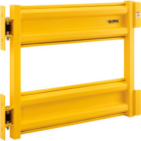 Global Industrial 708372 Global Industrial™ Self-Closing Guard Rail Safety Gate, Safety Yellow, Post Mount image.