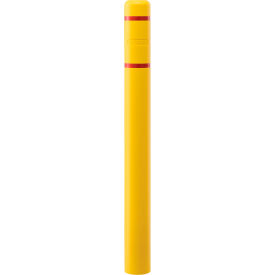Global Industrial 708406YR Global Industrial™ Bollard Post Sleeve, 4" D x 52" H, Yellow With Red Tape, HDPE image.