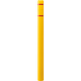 Global Industrial 708407YR Global Industrial™ Bollard Post Sleeve, 4" D x 64" H, Yellow With Red Tape, HDPE image.