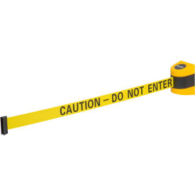 Global Industrial 708411YB Global Industrial™ Wall Mount Retractable Belt Barrier, Yellow Case W/15 Yellow "Caution" Belt image.