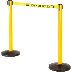 Global Industrial 708417BC Global Industrial™ Retractable Belt Barrier, 40" Yellow Post, 11 Yellow "Caution" Belt image.