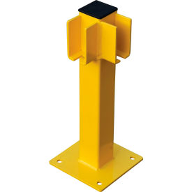 Global Industrial 708439 Global Industrial™ Steel Lift-Out Guard Rail Corner Post, Single-Rail, 20"H, Yellow image.