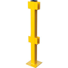Global Industrial 708440 Global Industrial™ Steel Lift-Out Guard Rail In-Line Post, Double-Rail, 42"H, Yellow image.