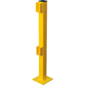 Global Industrial 708441 Global Industrial™ Steel Lift-Out Guard Rail End Post, Double-Rail, 42"H, Yellow image.