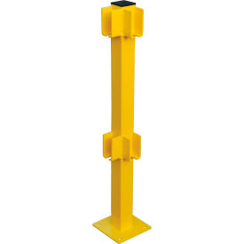 Global Industrial 708442 Global Industrial™ Steel Lift-Out Guard Rail Corner Post, Double-Rail, 42"H, Yellow image.