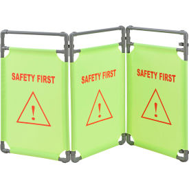 Global Industrial 708548EN Global Industrial™ Fabric Folding Barrier, Lime Green, Safety First image.