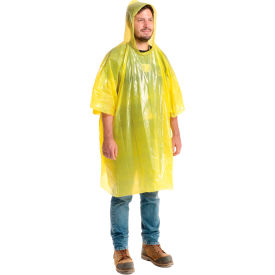 GSS Safety LLC GSS-9010 Disposable Rain Poncho, 80" L, One Size, Yellow image.