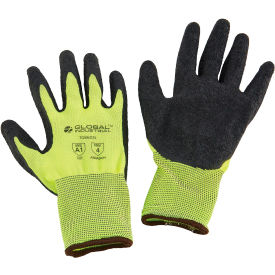 Global Industrial 708603L Global Industrial™ Crinkle Latex Coated Gloves, Hi-Viz Lime/Black, Large image.