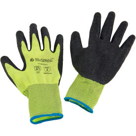 Global Industrial 708603XL Global Industrial™ Crinkle Latex Coated Gloves, Hi-Viz Lime/Black, X-Large image.