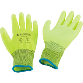 Global Industrial 708604XL Global Industrial™ Flat Polyurethane Coated Gloves, Hi-Viz Lime, X-Large image.