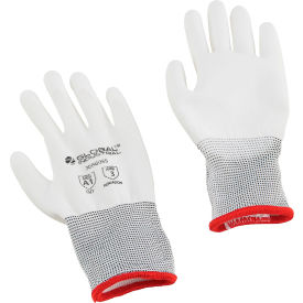 Global Industrial Flat Polyurethane Coated Gloves, White, Small - Pkg Qty 12