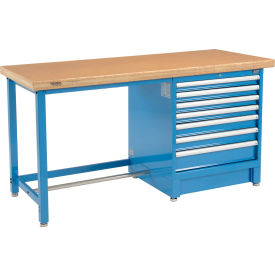 Global Industrial 72"W x 30"D Modular Workbench with 7 Drawers - Shop Top Safety Edge - Blue 