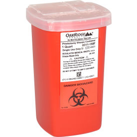 OAKRIDGE PRODUCTS INC-113906 0311-150F Oakridge Products 1 Quart Sharps Container w/ Flip Lid, Red image.