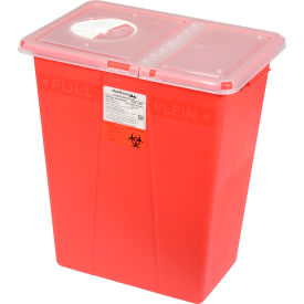 OAKRIDGE PRODUCTS INC-113906 0380-150R Oakridge Products 8 Gallon Sharps Container w/ Split Rotor Lid, Red image.