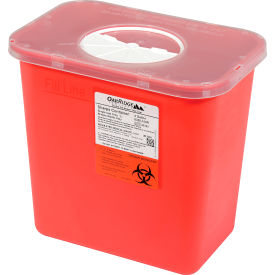 OAKRIDGE PRODUCTS INC-113906 0320-150R Oakridge Products 2 Gallon Sharps Container w/ Rotor Lid, Red image.