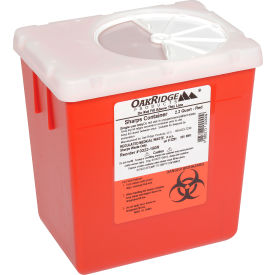 OAKRIDGE PRODUCTS INC-113906 0322-150R Oakridge Products 2.2 Quart Sharps Container w/ Rotor Lid, Red image.