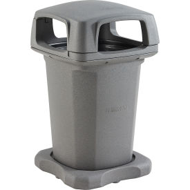 Global Industrial™ Plastic Outdoor Trash Can Hinged Lid 60 Gallon Gray