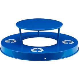 Steel Rain Bonnet Lid for Global Industrial 36 Gallon Slatted Recycling Can Blue 