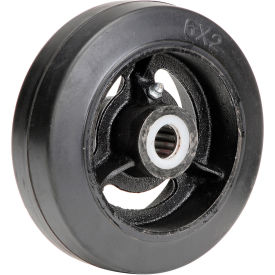 Global Industrial 748609 Global Industrial™ 6" x 2" Mold-On Rubber Wheel - Axle Size 3/4" image.
