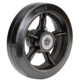 Global Industrial 748617 Global Industrial™ 10" x 2-1/2" Mold-On Rubber Wheel - Axle Size 1" image.