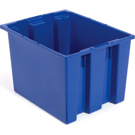 Global Industrial 274315BL Global Industrial™ Stack and Nest Storage Container SNT195 No Lid 19-1/2 x 15-1/2 x 13, Blue image.