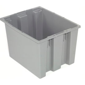 Global Industrial 274314GY Global Industrial™ Stack and Nest Storage Container SNT190 No Lid 19-1/2 x 15-1/2 x 10, Gray image.