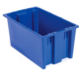 Global Industrial 274312BL Global Industrial™ Stack and Nest Storage Container SNT185 No Lid 18 x 11 x 9, Blue image.