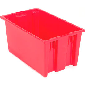 Global Industrial 274312RD Global Industrial™ Stack and Nest Storage Container SNT185 No Lid 18 x 11 x 9, Red image.