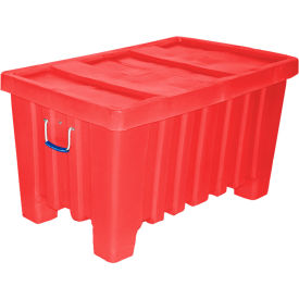 Forkliftable Plastic Bulk Shipping Container w/ Lid 43"L x 26-1/2"W x 24"H 550 lb. Capacity Red 